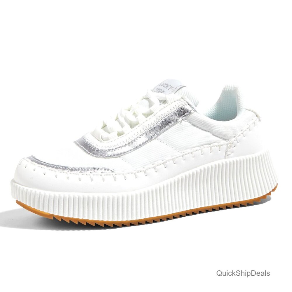 Platform Sneakers with Rhinestones, Chunky Retro Style, 2.2 Inch Heel